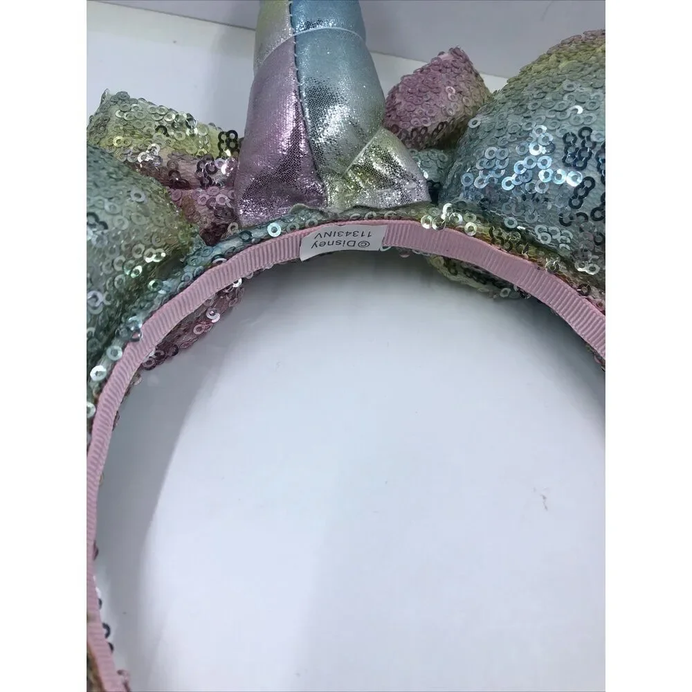 Disney Parks Unicorn Minnie Mouse Ears Headband-pastel Sequin Bow Horn